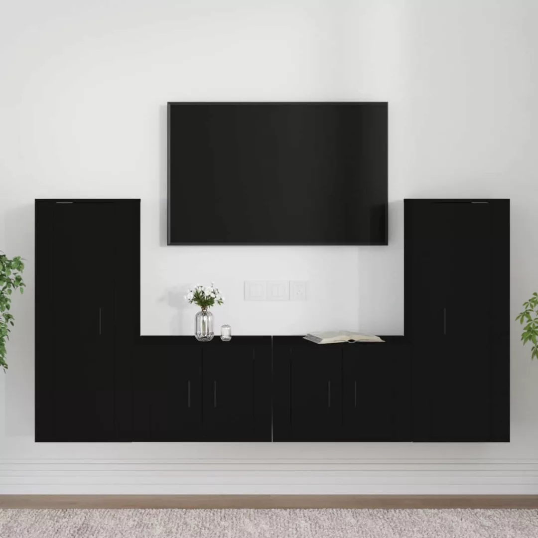 Vidaxl 4-tlg. Tv-schrank-set Schwarz Holzwerkstoff günstig online kaufen