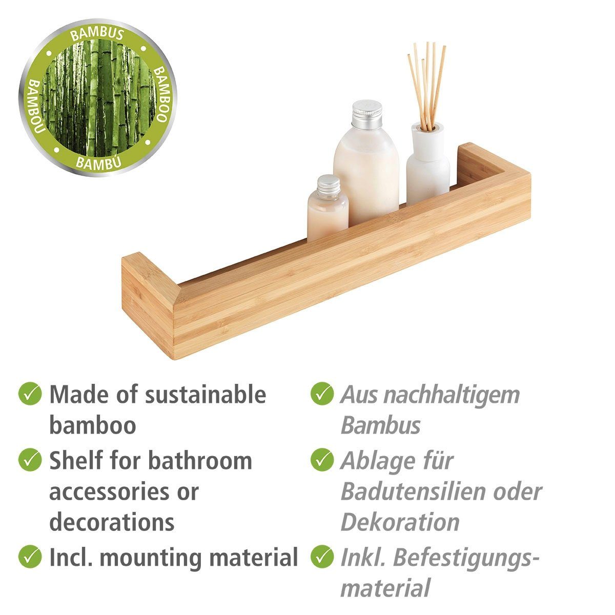WENKO Wandregal Bambusa, 1 Ablage günstig online kaufen