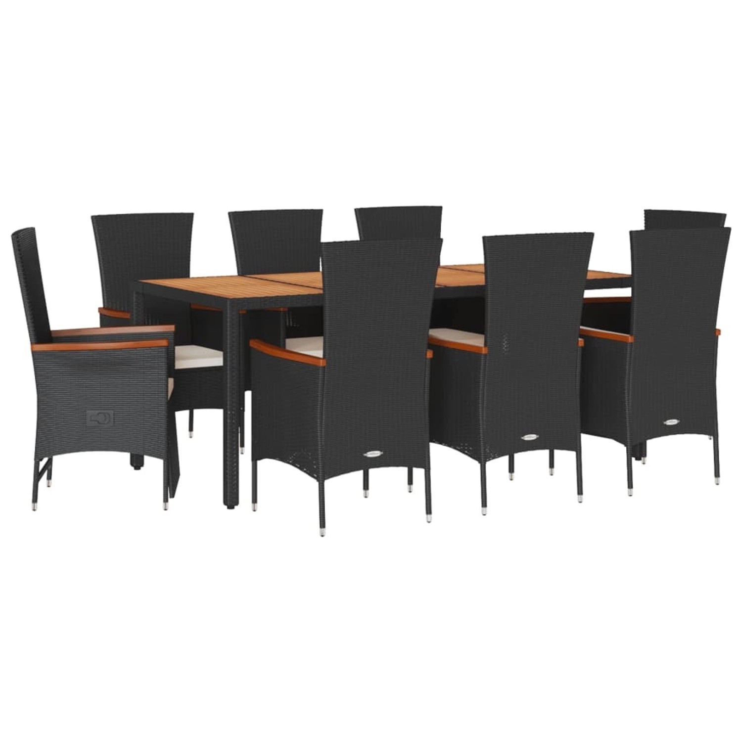 vidaXL 9-Tlg Garten-Essgruppe mit Kissen Schwarz Poly Rattan 3277520 günstig online kaufen