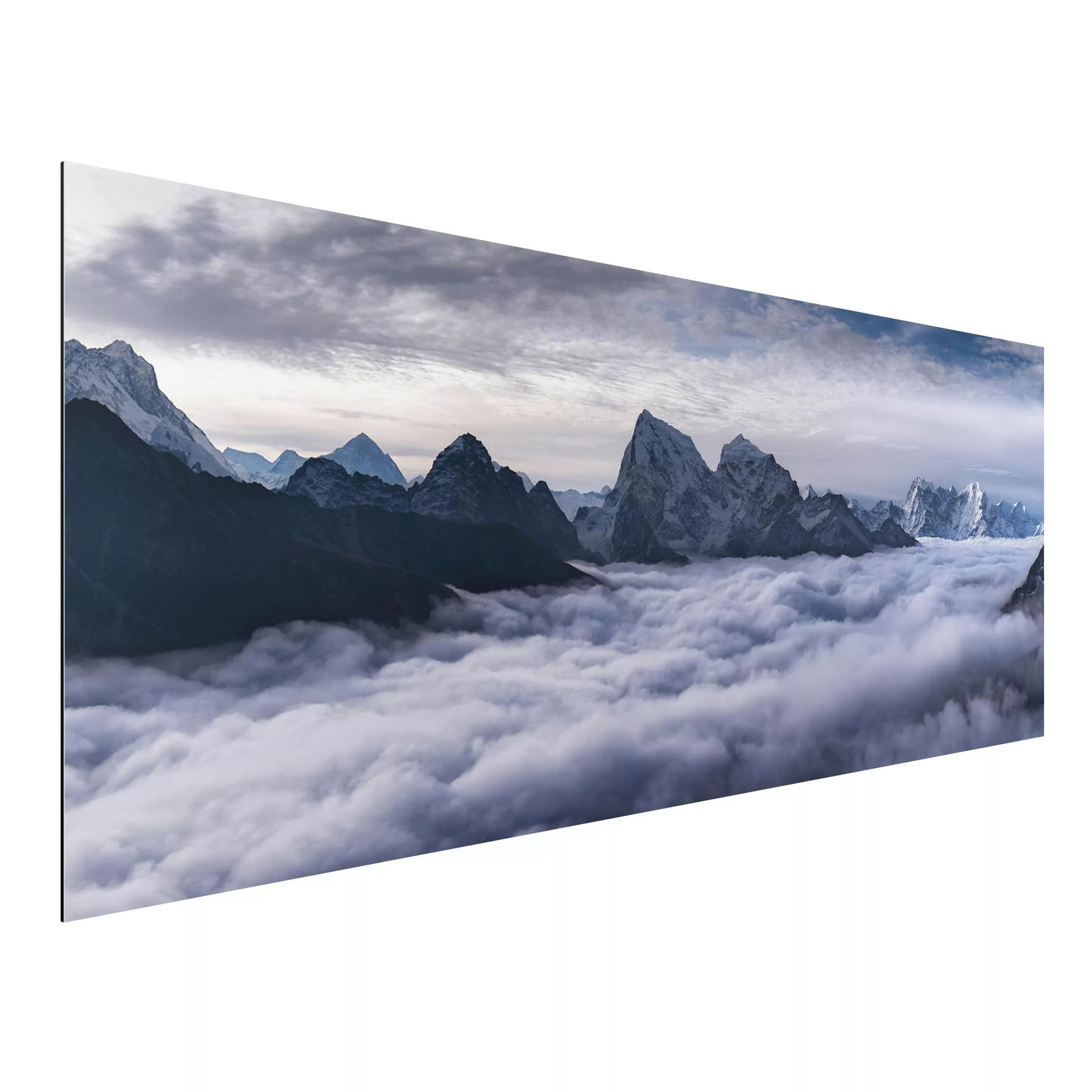 Alu-Dibond Bild Natur & Landschaft - Panorama Wolkenmeer im Himalaya günstig online kaufen