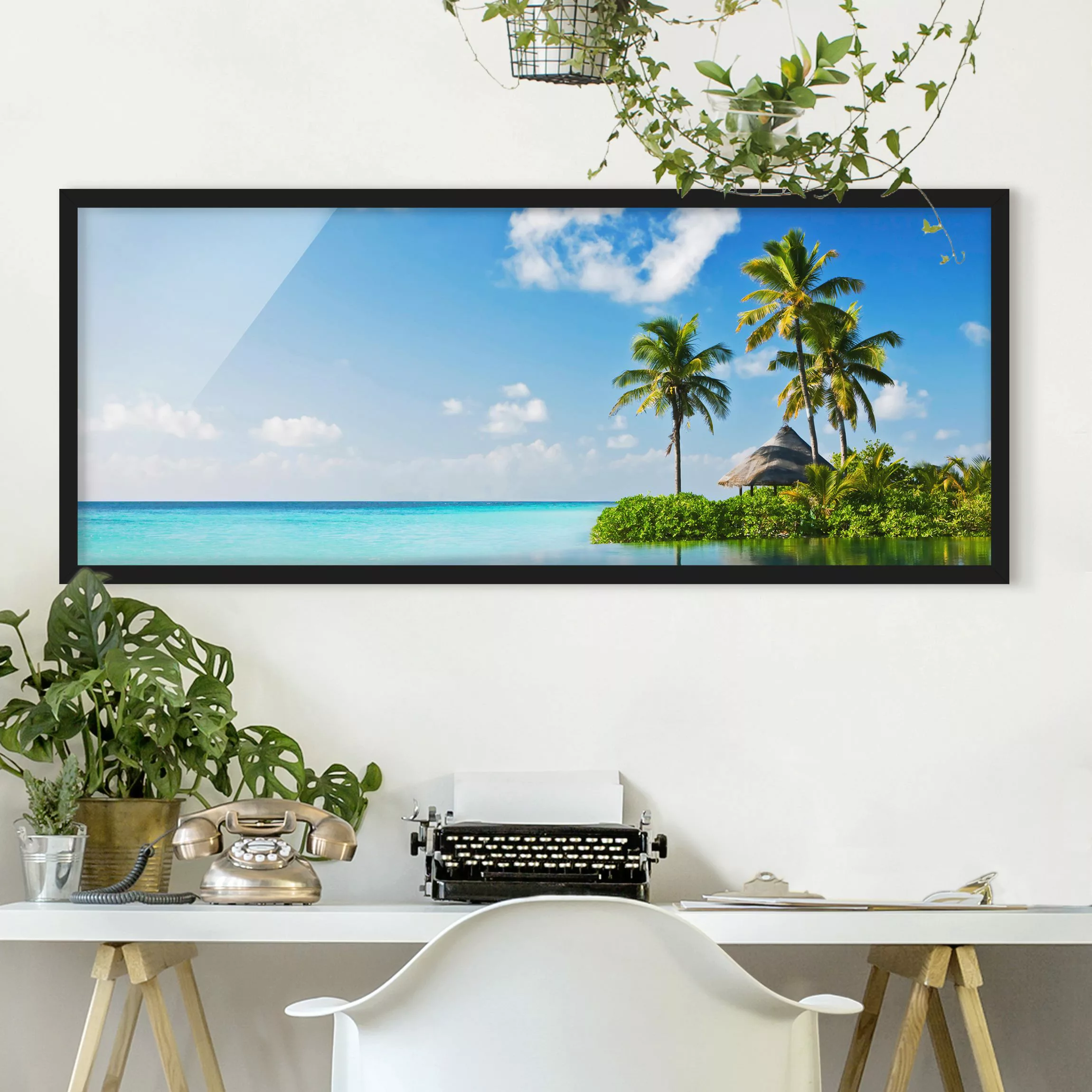 Bild mit Rahmen Strand - Panorama Tropisches Paradies günstig online kaufen
