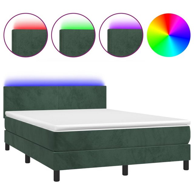 vidaXL Boxspringbett Bett Boxspringbett mit Matratze & LED Samt (140 x 200 günstig online kaufen