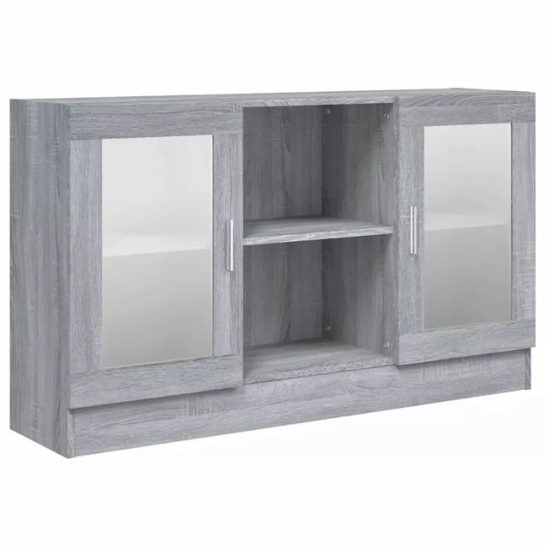 furnicato Vitrine Vitrinenschrank Grau Sonoma 120x30,5x70 cm Holzwerkstoff günstig online kaufen