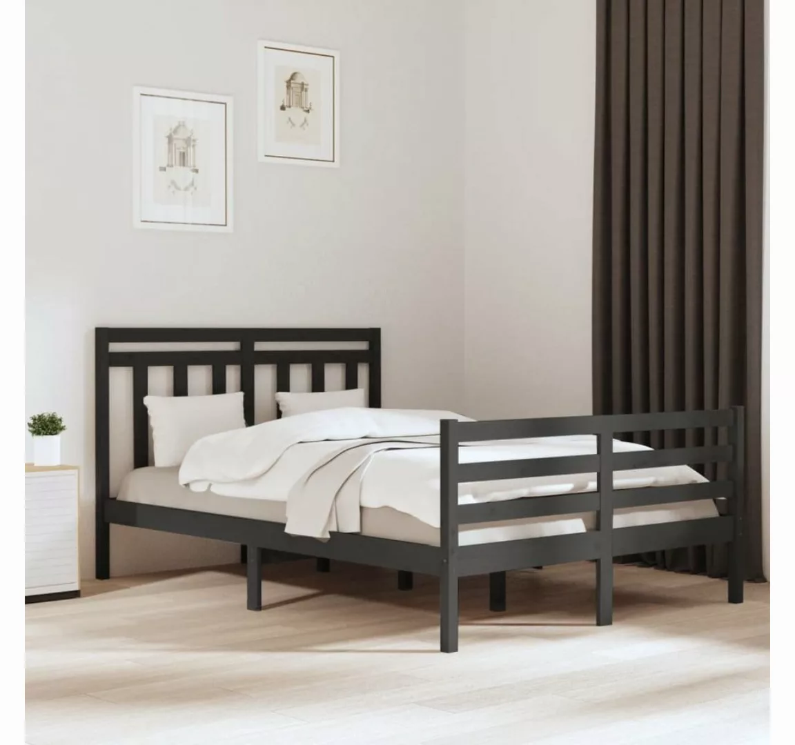furnicato Bett Massivholzbett Grau 140x200 cm günstig online kaufen