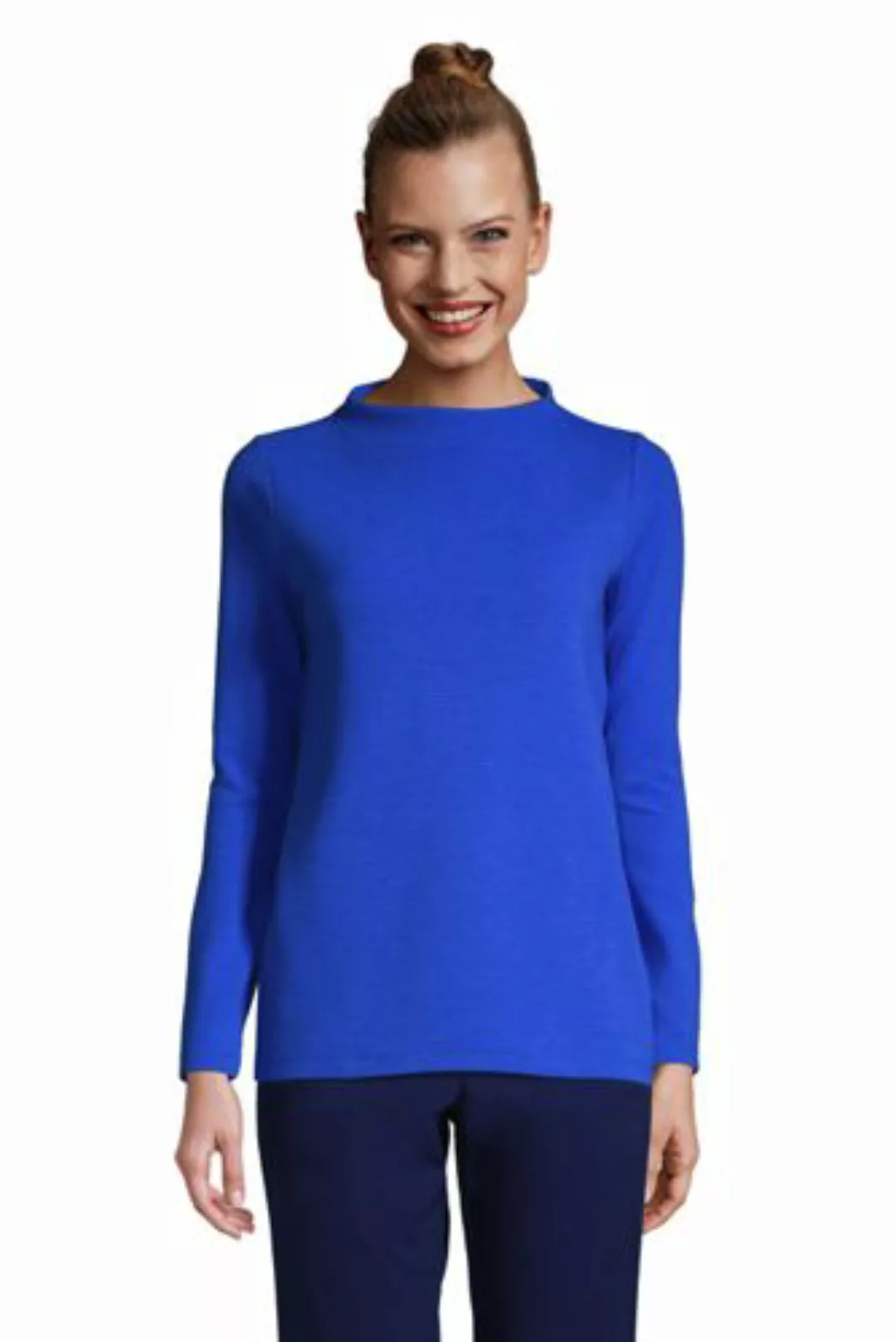Sweatshirt aus Ottoman in Petite-Größe, Damen, Größe: M Petite, Blau, Baumw günstig online kaufen