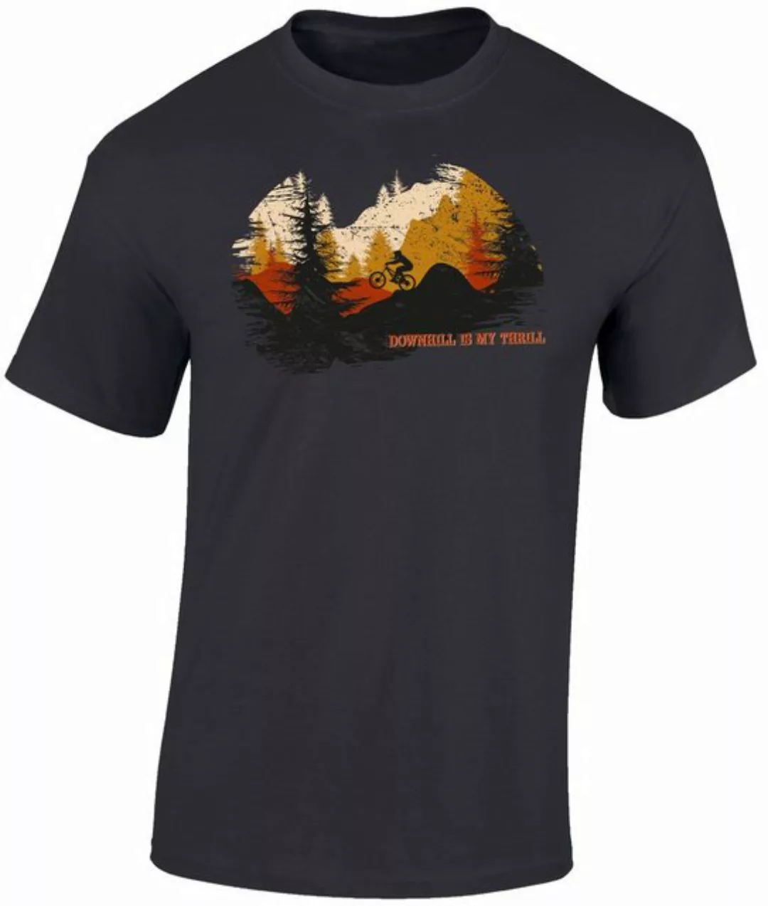 Baddery Print-Shirt Fahrrad T-Shirt: "Downhill is my thrill", hochwertiger günstig online kaufen