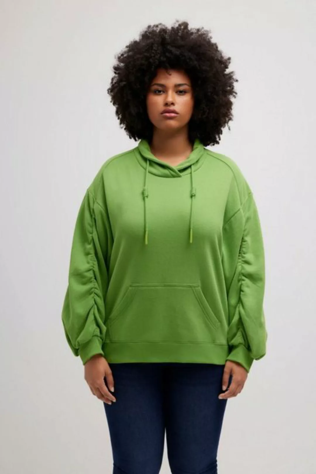 Ulla Popken Sweatshirt Sweatshirt Kängurutasche Oversized Stehkragen günstig online kaufen