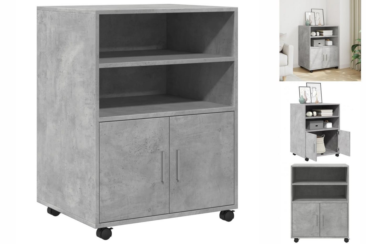 vidaXL Aktenschrank Büroschrank Rollschrank Beistelltisch Betongrau 60x48x8 günstig online kaufen