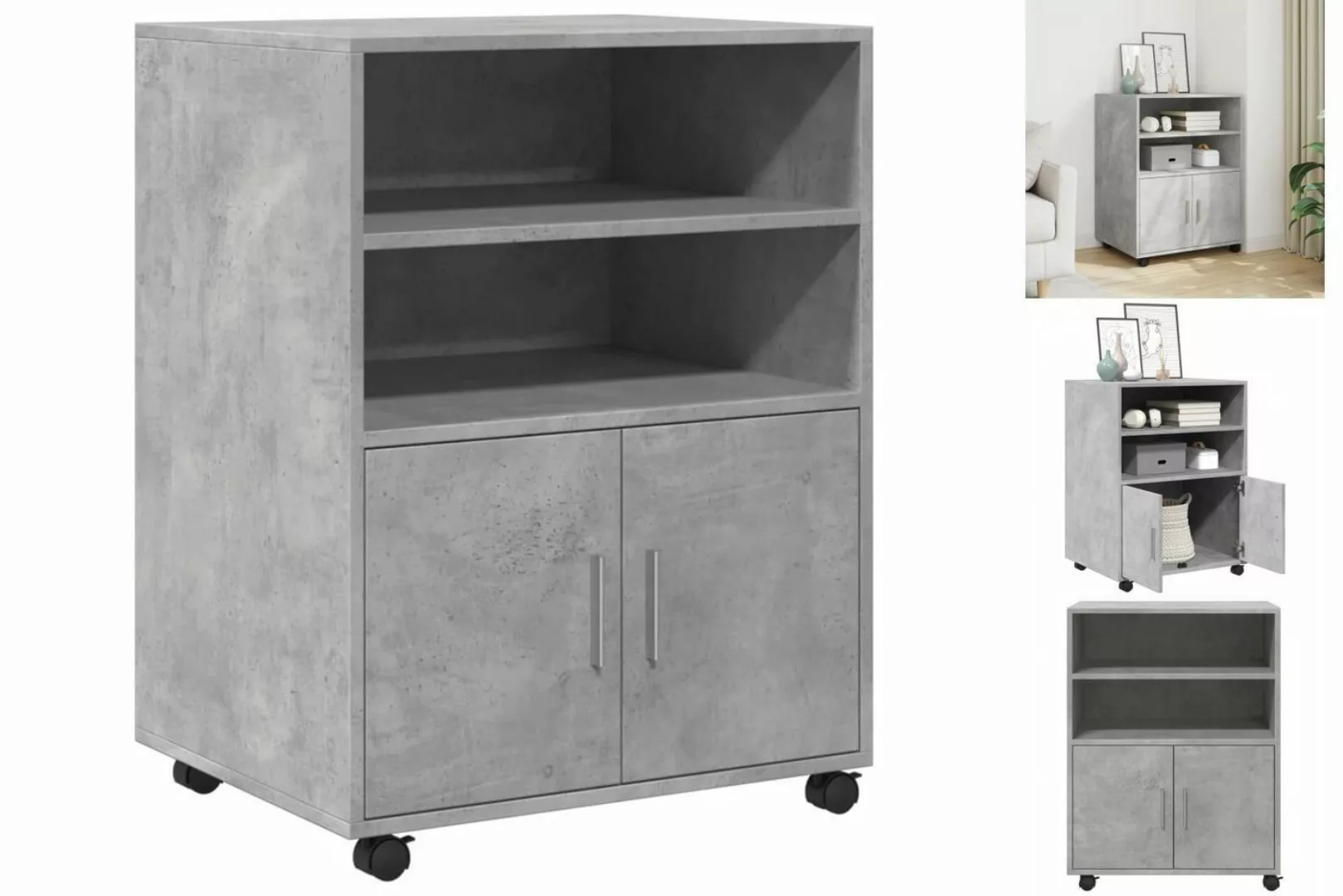 vidaXL Aktenschrank Büroschrank Rollschrank Beistelltisch Betongrau 60x48x8 günstig online kaufen