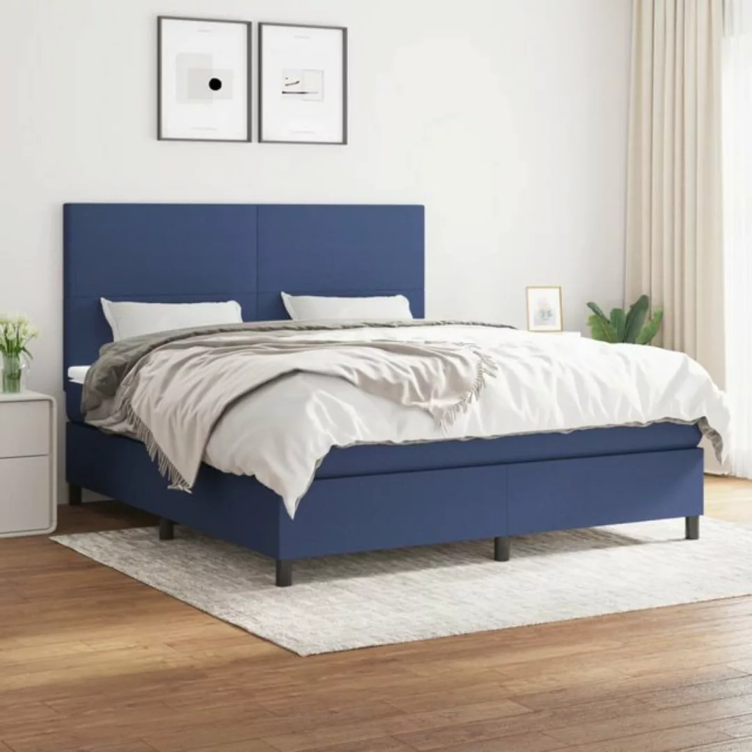 vidaXL Boxspringbett Boxspringbett mit Matratze Blau 180x200 cm Stoff Bett günstig online kaufen