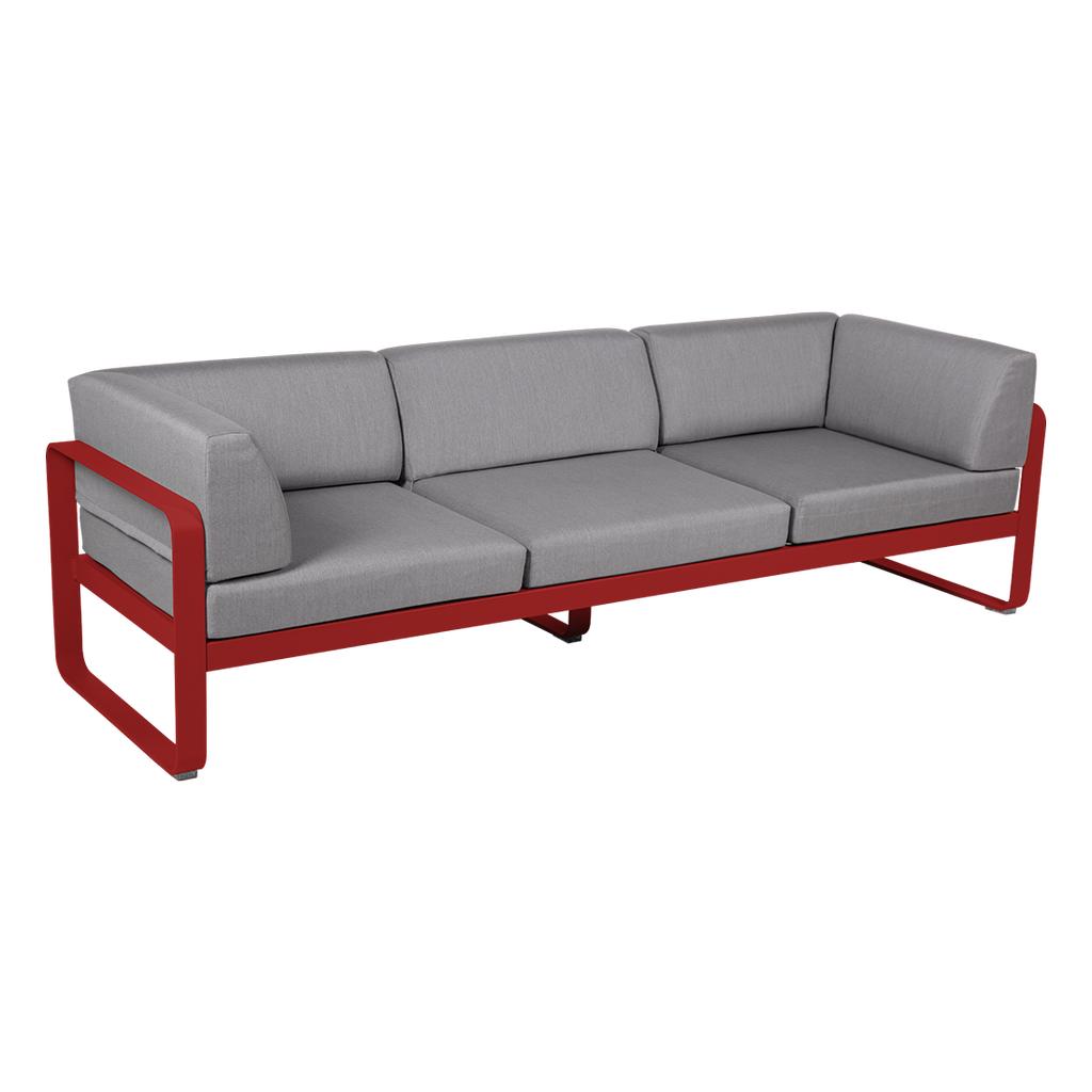 Bellevie 3-Sitzer Club Sofa Outdoor 67 Mohnrot 79 Flanellgrau günstig online kaufen