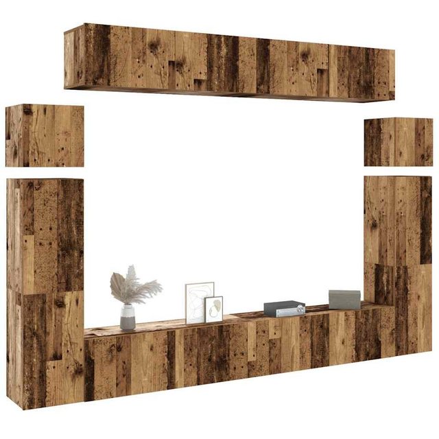 vidaXL Schrankmodule 8-tlg. TV-Schrank-Set Wandmontage Altholz-Optik Holzwe günstig online kaufen