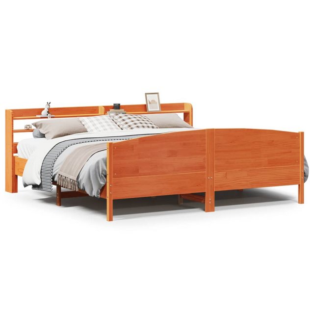 vidaXL Bett, Massivholzbett ohne Matratze Wachsbraun 200x200 Kiefernholz günstig online kaufen