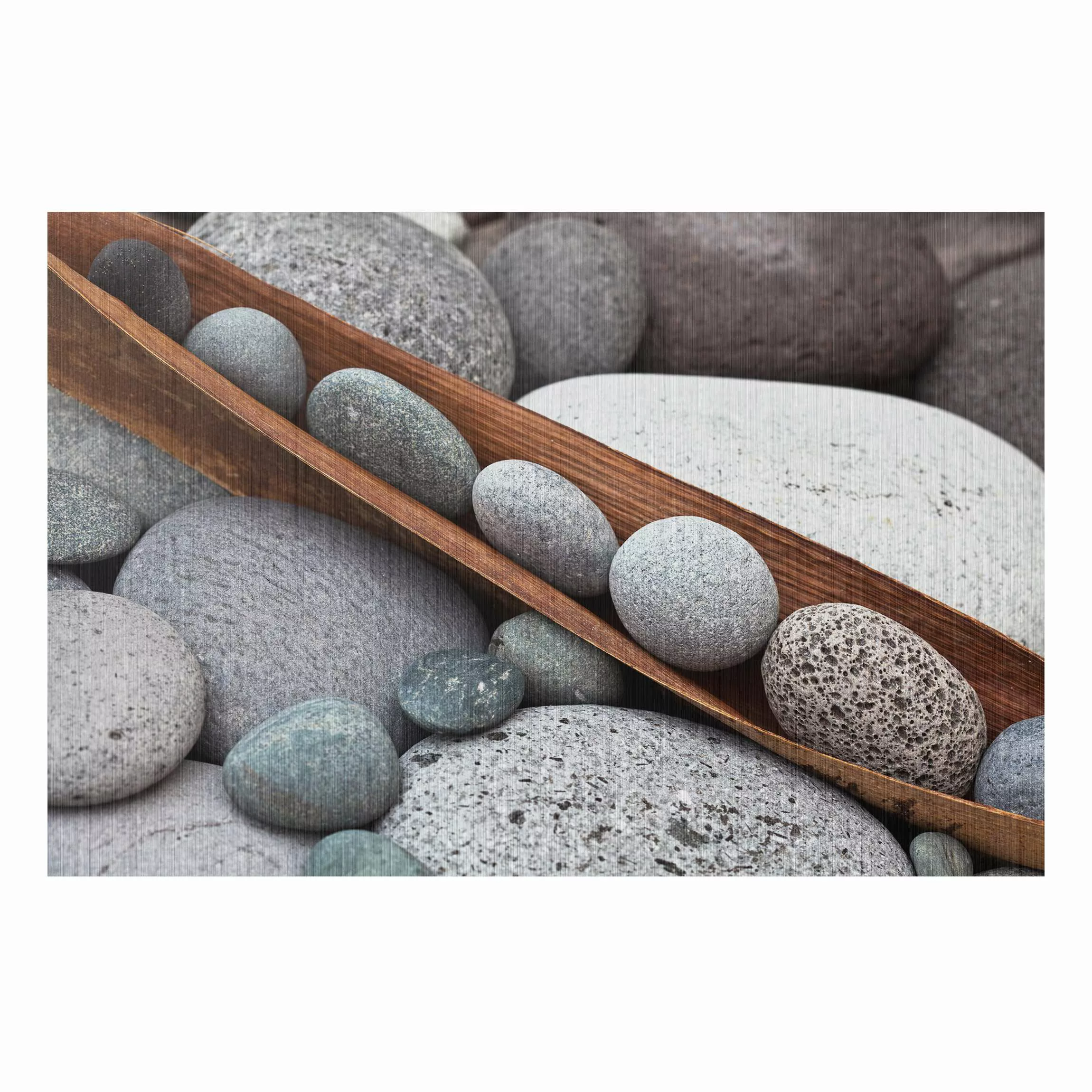 Alu-Dibond Bild - Querformat 3:2 Stillleben mit grauen Steinen günstig online kaufen