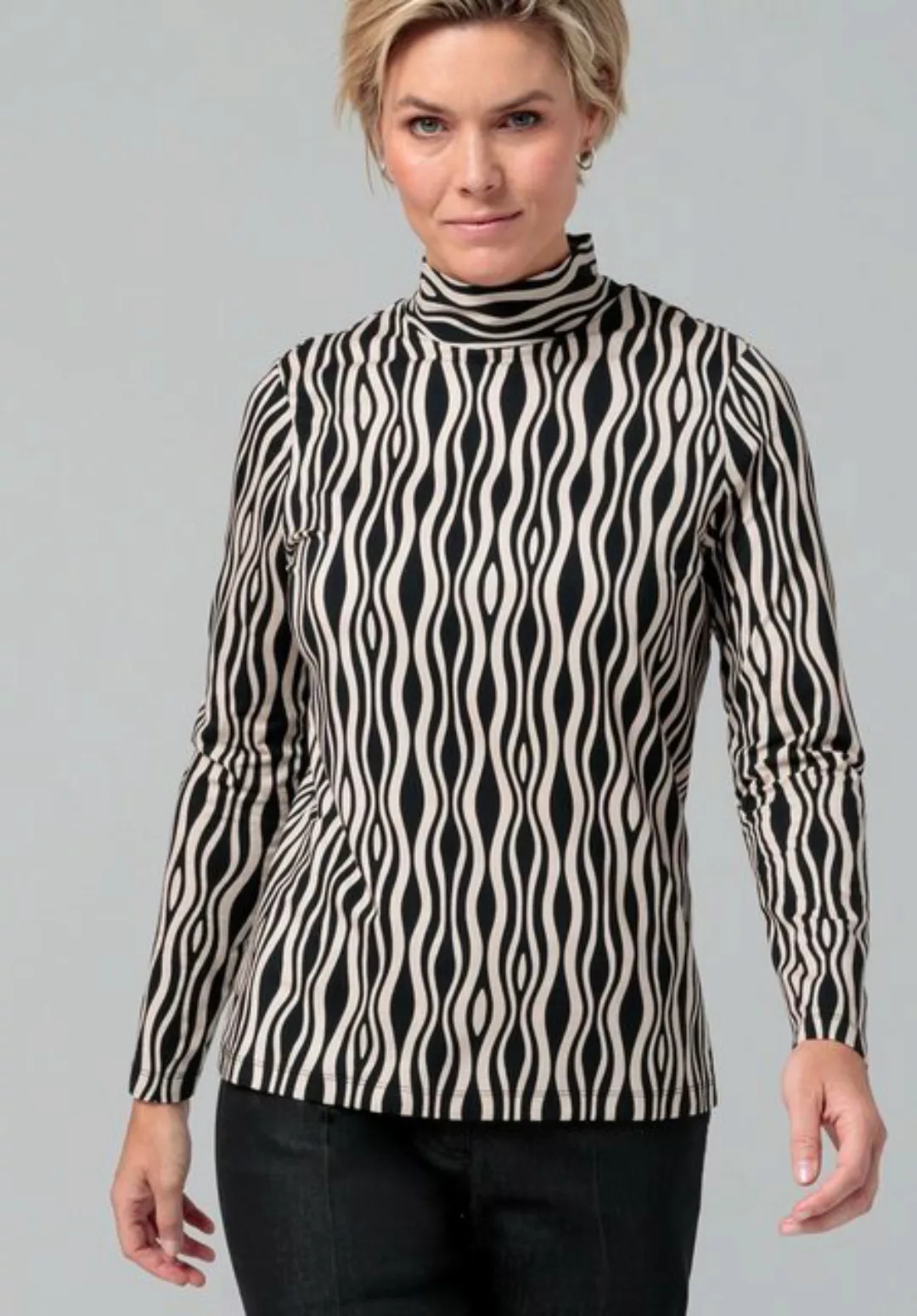 bianca Langarmshirt GRETA mit modernem Turtle-Neck und angesagtem Print günstig online kaufen