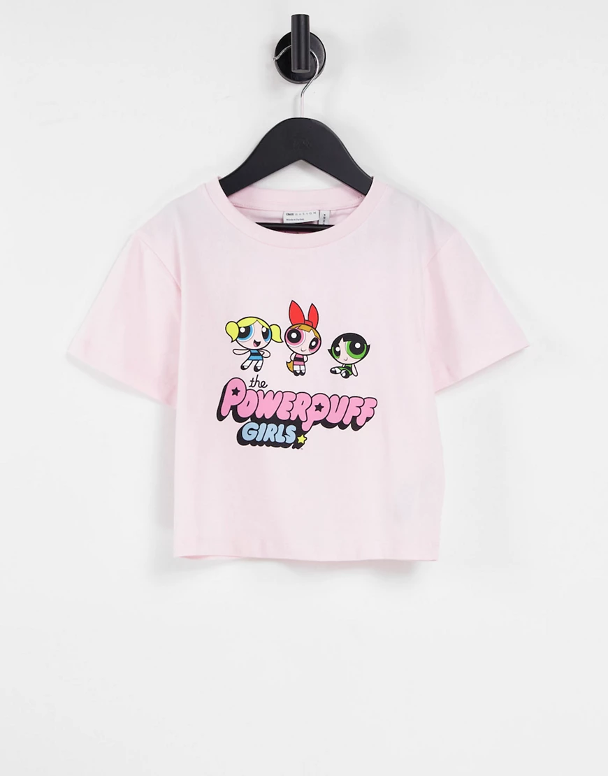 ASOS DESIGN – Oversize-Baby-T-Shirt in Rosa mit den Powerpuff Girls günstig online kaufen