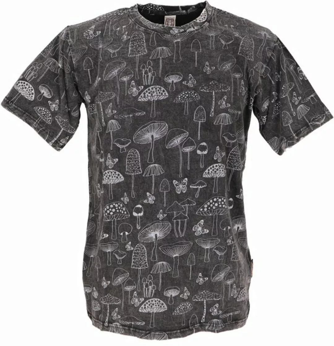 Guru-Shop T-Shirt Tibet & Buddhist Art T-Shirt, Pilz stonewash.. alternativ günstig online kaufen