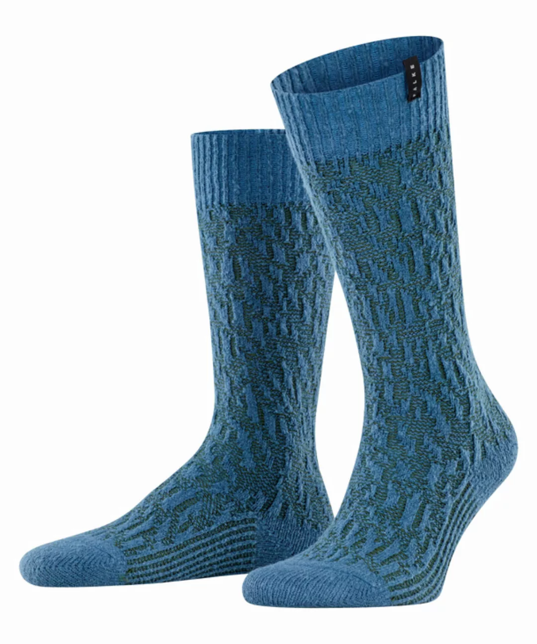 FALKE Fleece Herren Socken, 43-46, Blau, Struktur, Baumwolle, 12478-656803 günstig online kaufen