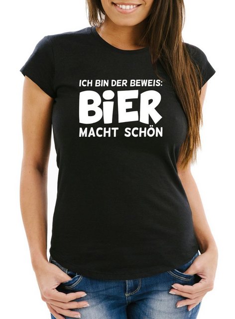 MoonWorks Print-Shirt Damen T-Shirt Ich bin der Beweis Bier macht schön Sli günstig online kaufen