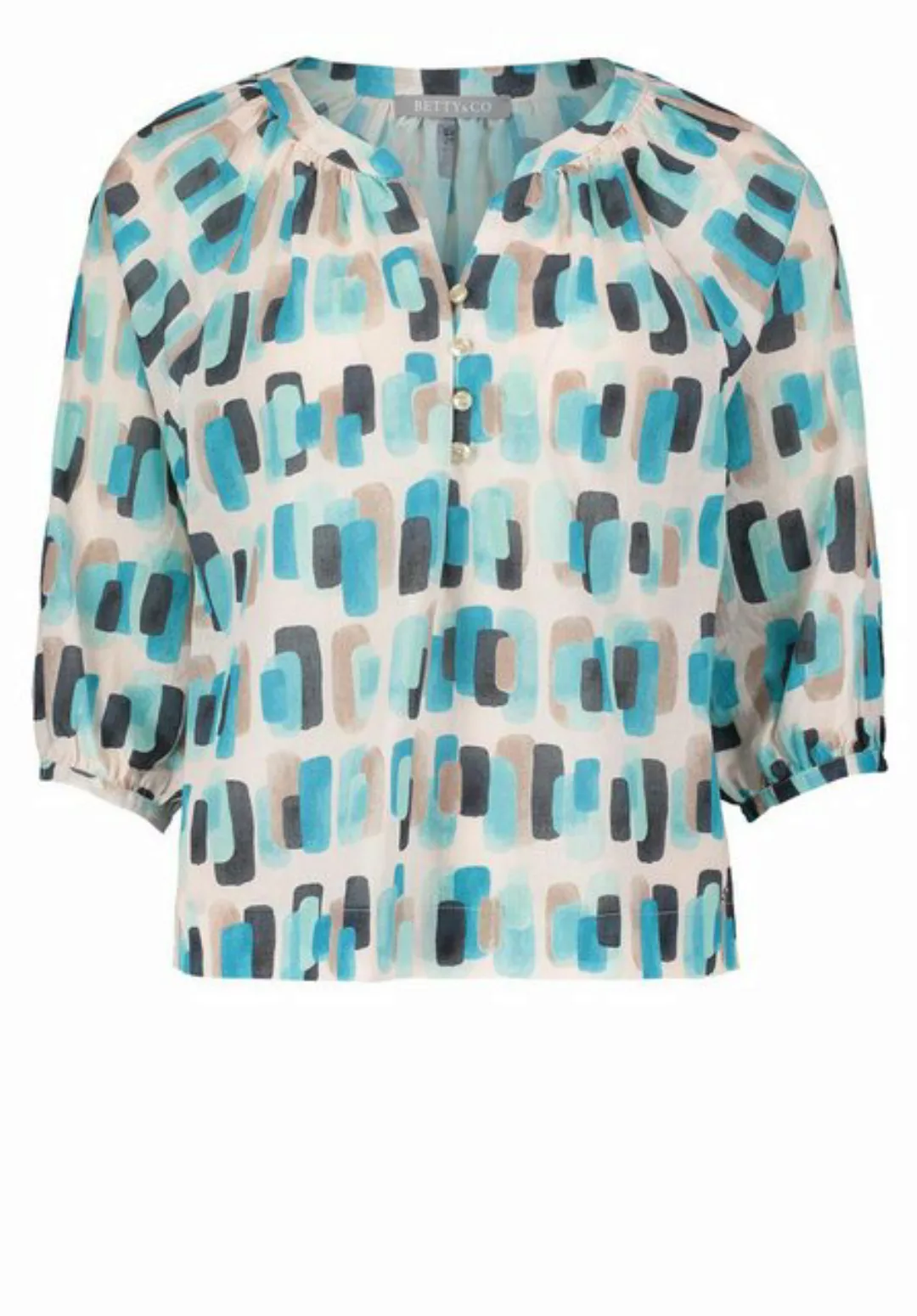 Betty&Co Blusenshirt Bluse Kurz 3/4 Arm, Nature/Mint günstig online kaufen