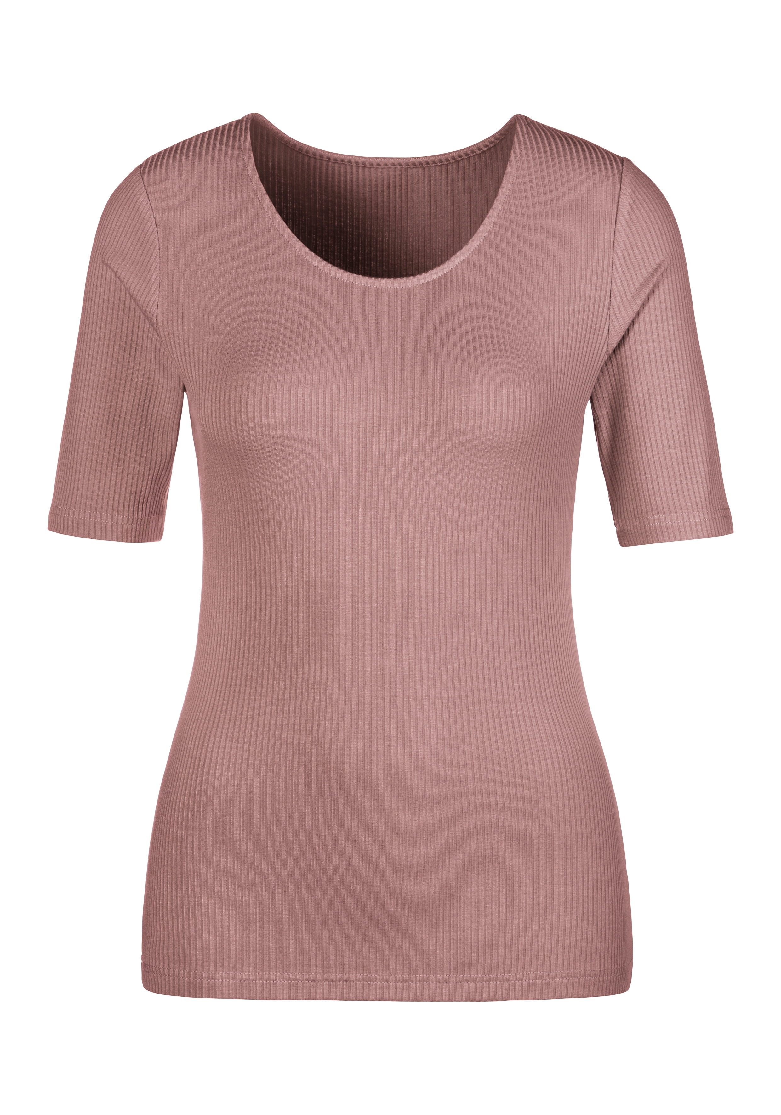 LASCANA T-Shirt Rippshirt mit geradem Saum günstig online kaufen