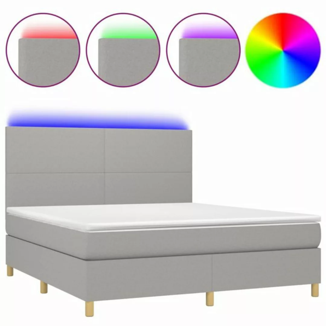 vidaXL Boxspringbett Boxspringbett mit Matratze LED Dunkelbraun 180x200 cm günstig online kaufen