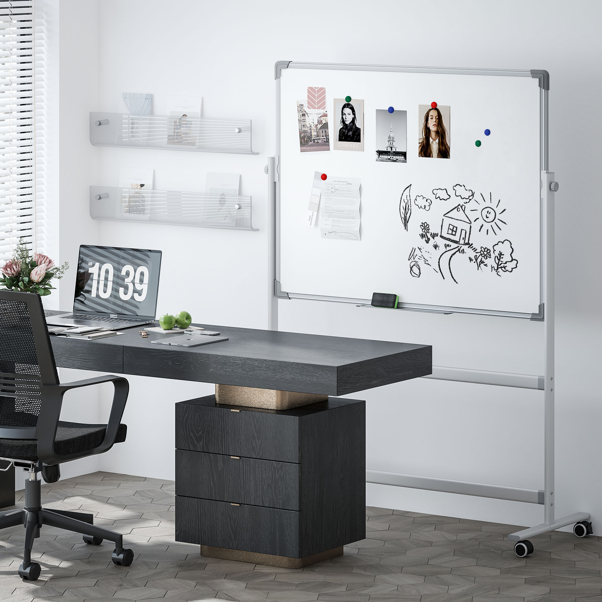 HOMCOM Magnetisches Whiteboard 120 x 90 cm Doppelseitiges Magnettafel mit S günstig online kaufen