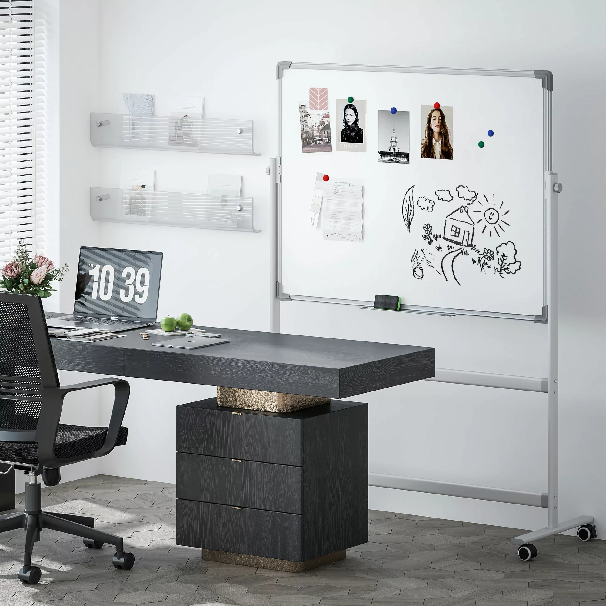 HOMCOM Magnetisches Whiteboard 120 x 90 cm Doppelseitiges Magnettafel mit S günstig online kaufen