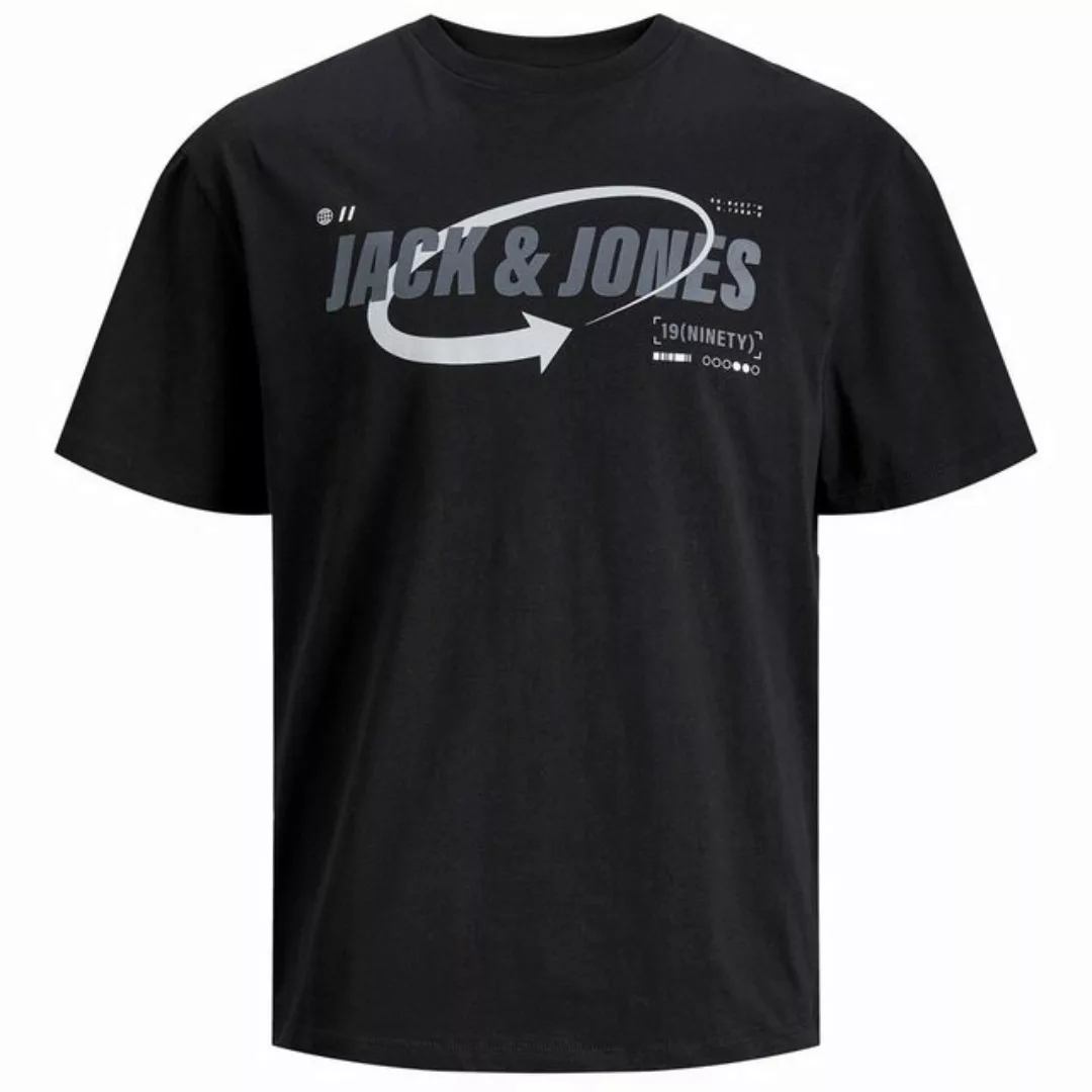 Jack & Jones Rundhalsshirt Große Größen Herren T-Shirt schwarz Labeldruck J günstig online kaufen