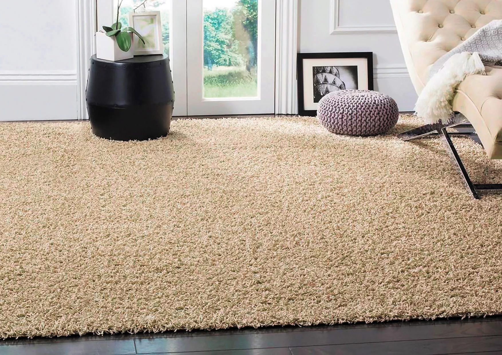 andas Hochflor-Teppich »Tretten«, rechteckig, 30 mm Höhe, Shaggy, Uni Farbe günstig online kaufen