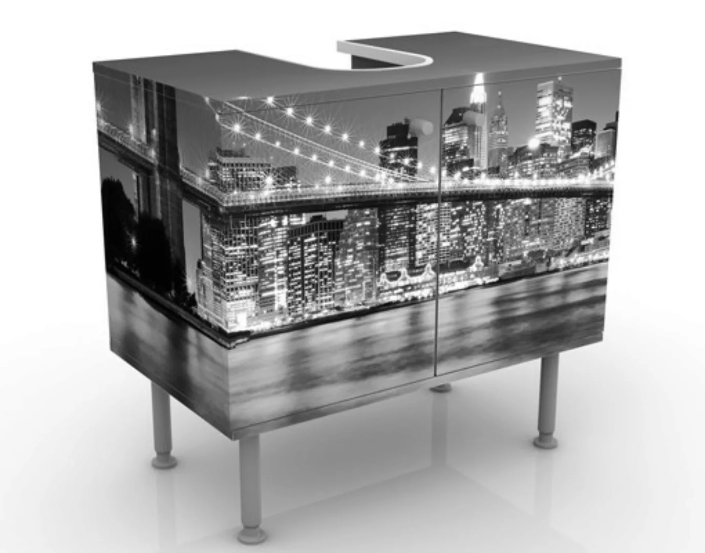 Waschbeckenunterschrank Architektur & Skyline Nighttime Manhattan Bridge II günstig online kaufen