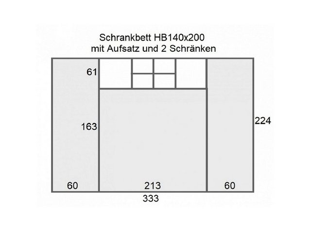 QMM TraumMöbel Schrankbett Wandbett HB 140x200 mit 2 Schränken & Aufsatz (S günstig online kaufen