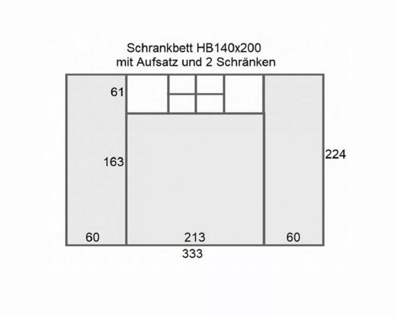 QMM TraumMöbel Schrankbett Wandbett HB 140x200 mit 2 Schränken & Aufsatz (S günstig online kaufen