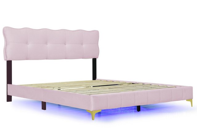 RIYO Polsterbett Doppelbett 160cm*200cm Jugendbett Doppelbett mit LED-Leuch günstig online kaufen