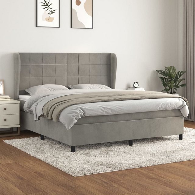 vidaXL Bettgestell Boxspringbett mit Matratze Hellgrau 180x200 cm Samt Bett günstig online kaufen