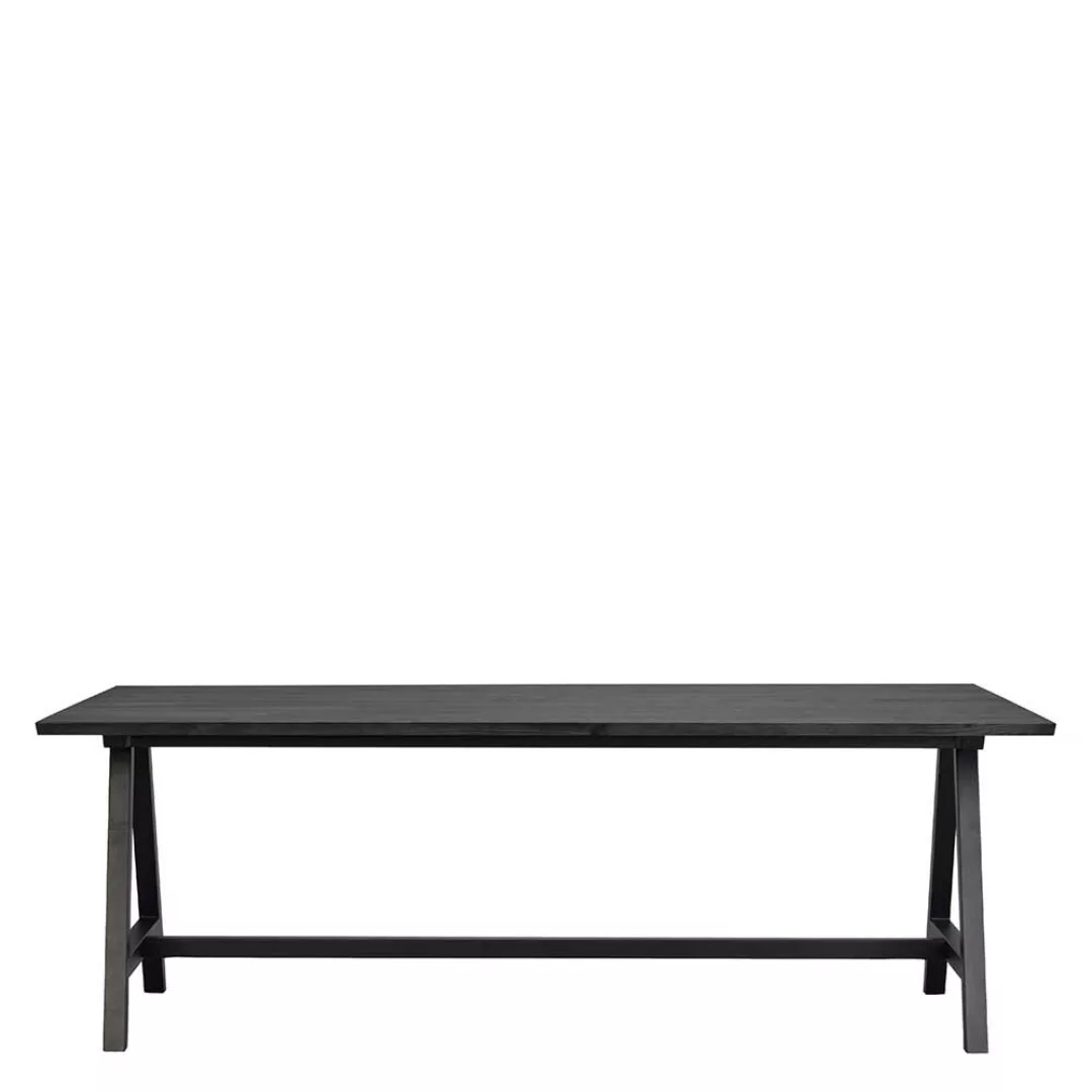 Schwarzer Küchen Tisch mit A Fußgestell Massivholzplatte günstig online kaufen