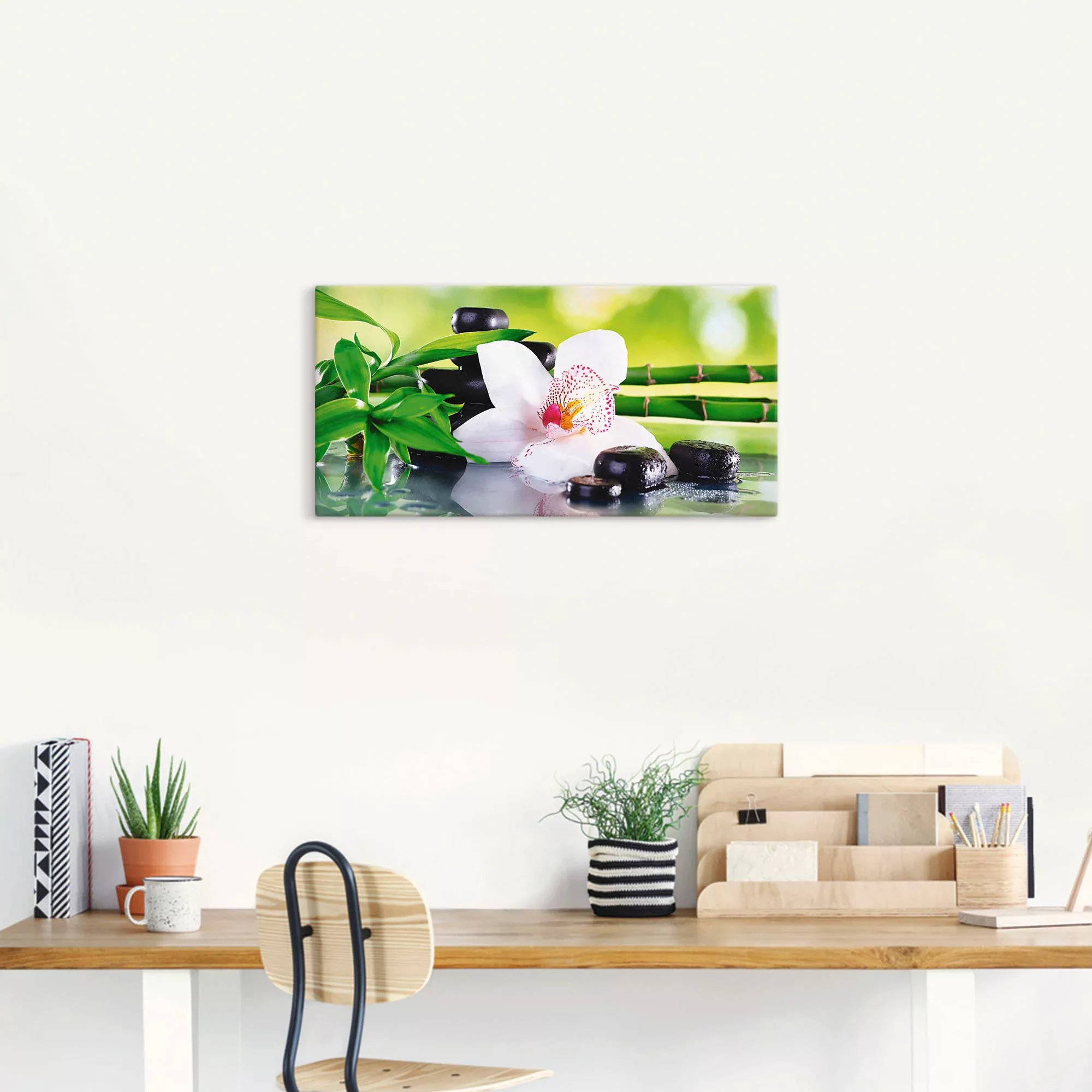 Artland Wandbild "Spa Steine Bambus Zweige Orchidee", Zen, (1 St.), als Alu günstig online kaufen