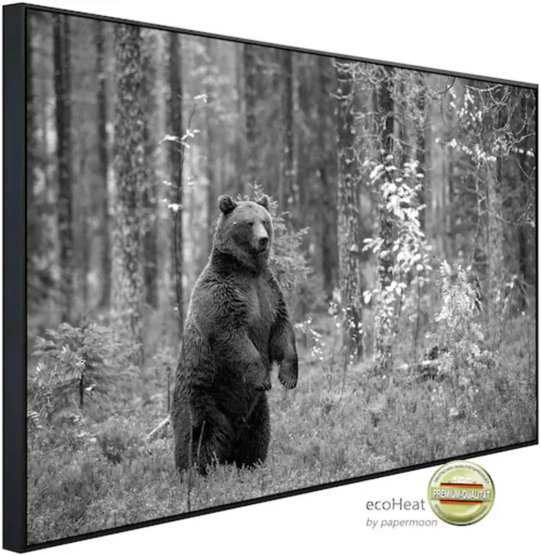 Papermoon Infrarotheizung »Bär im Wald Schwarz & Weiß«, sehr angenehme Stra günstig online kaufen