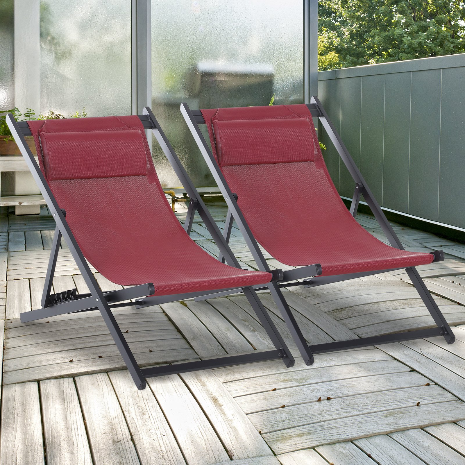 Outsunny Klappstuhl, 2er-Set, Klappsessel, Klappbarer Gartenstuhl, Balkonst günstig online kaufen