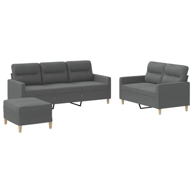 vidaXL Sofa Sofagarnitur Set mit Kissen Stoff, 3-tlg., Dunkelgrau günstig online kaufen