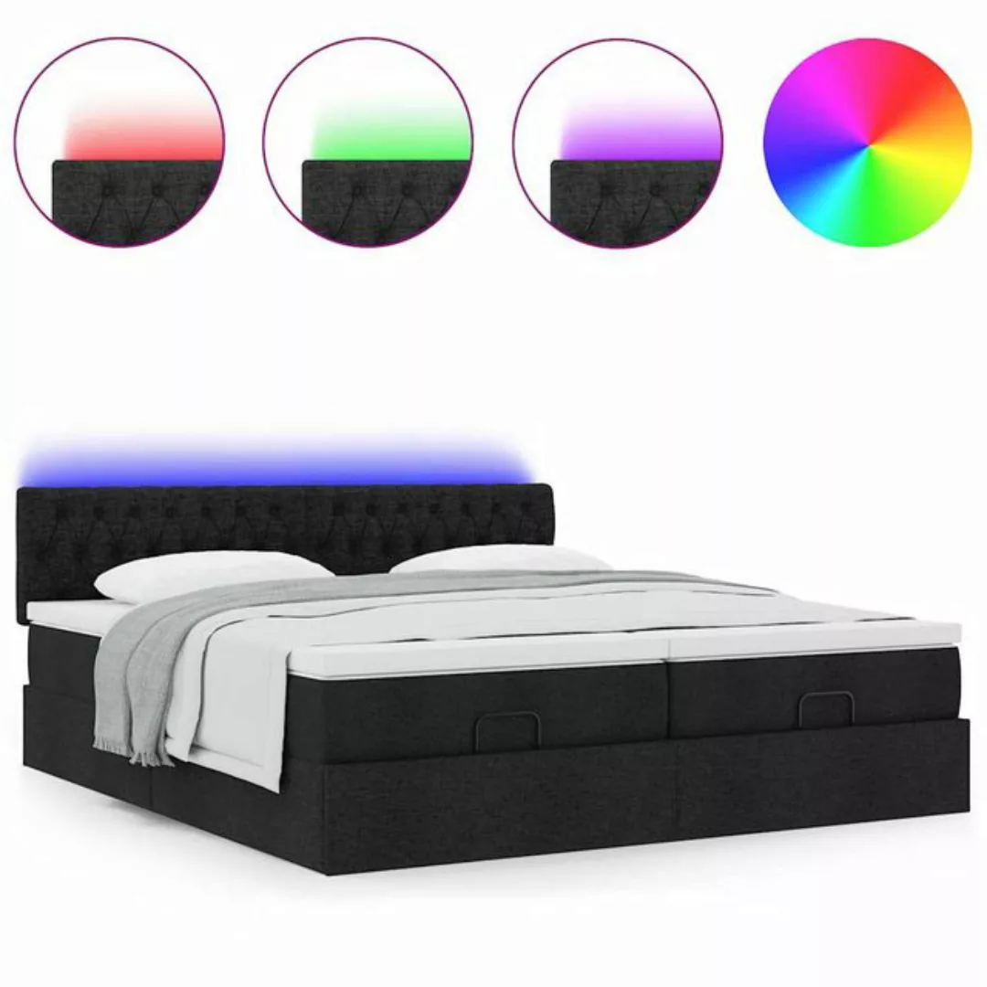 vidaXL Bett Ottoman-Bett mit Matratzen & LEDs Schwarz 160x200 cm Stoff günstig online kaufen