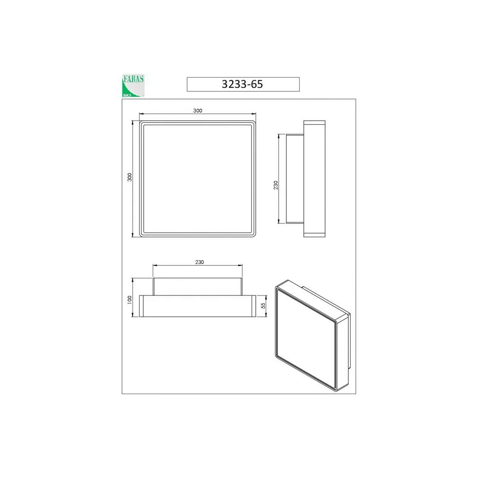 Wandleuchte Oban, 30 cm x 30 cm, 2 x E27, weiß, IP65 günstig online kaufen