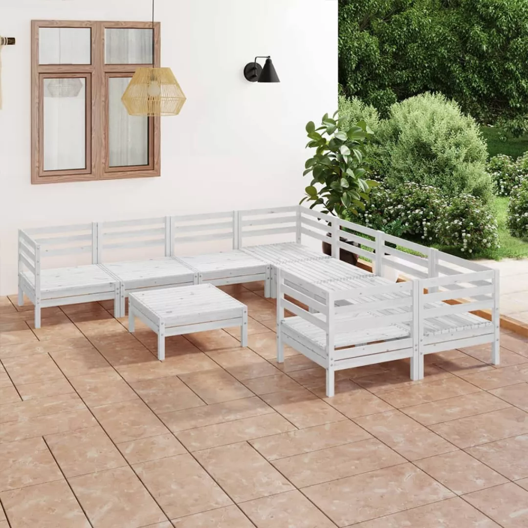 9-tlg. Garten-lounge-set Weiß Massivholz Kiefer günstig online kaufen