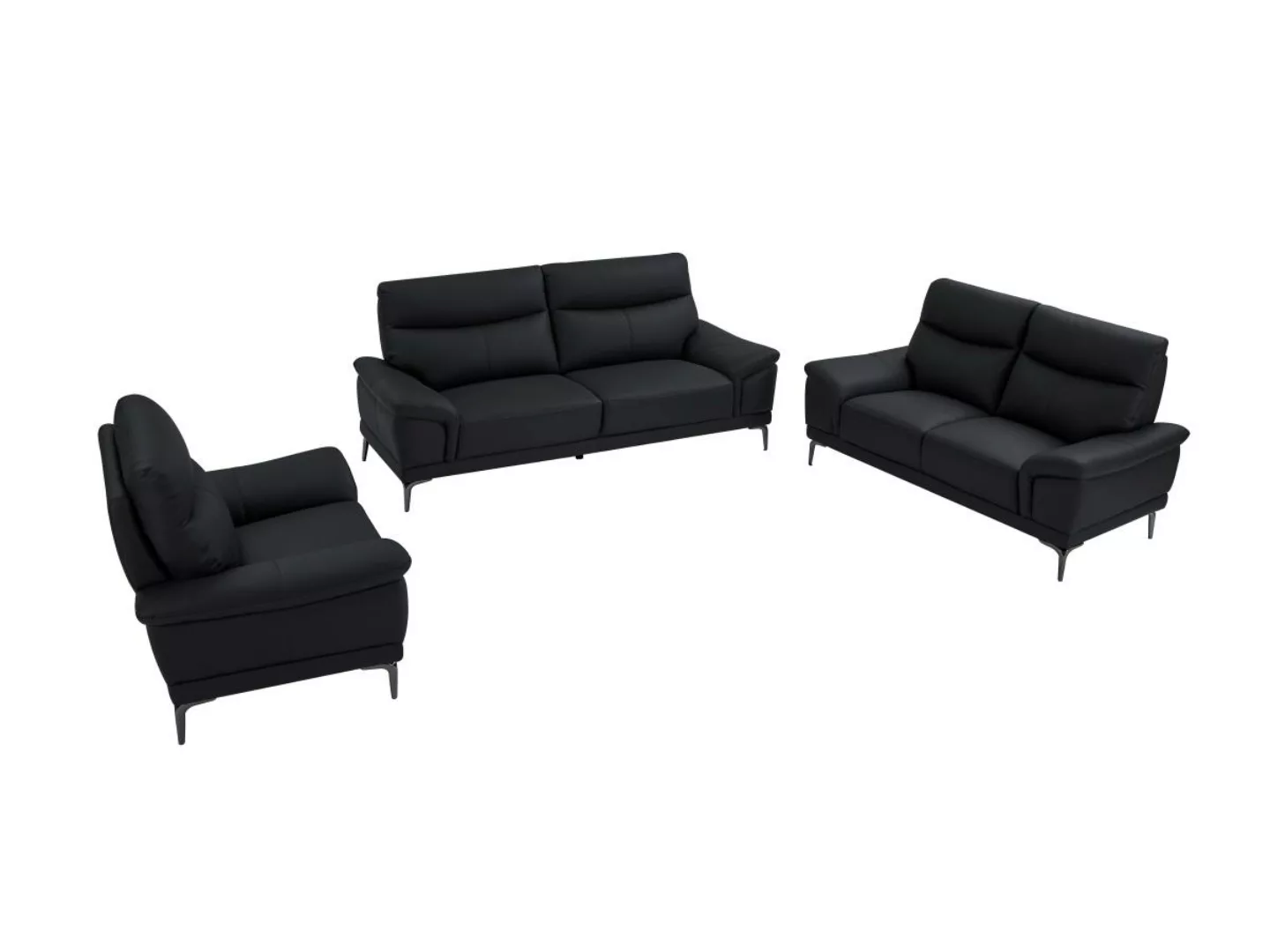 Sofagarnitur 3- + 2-Sitzer & Sessel - Leder - Schwarz - ATESSO günstig online kaufen
