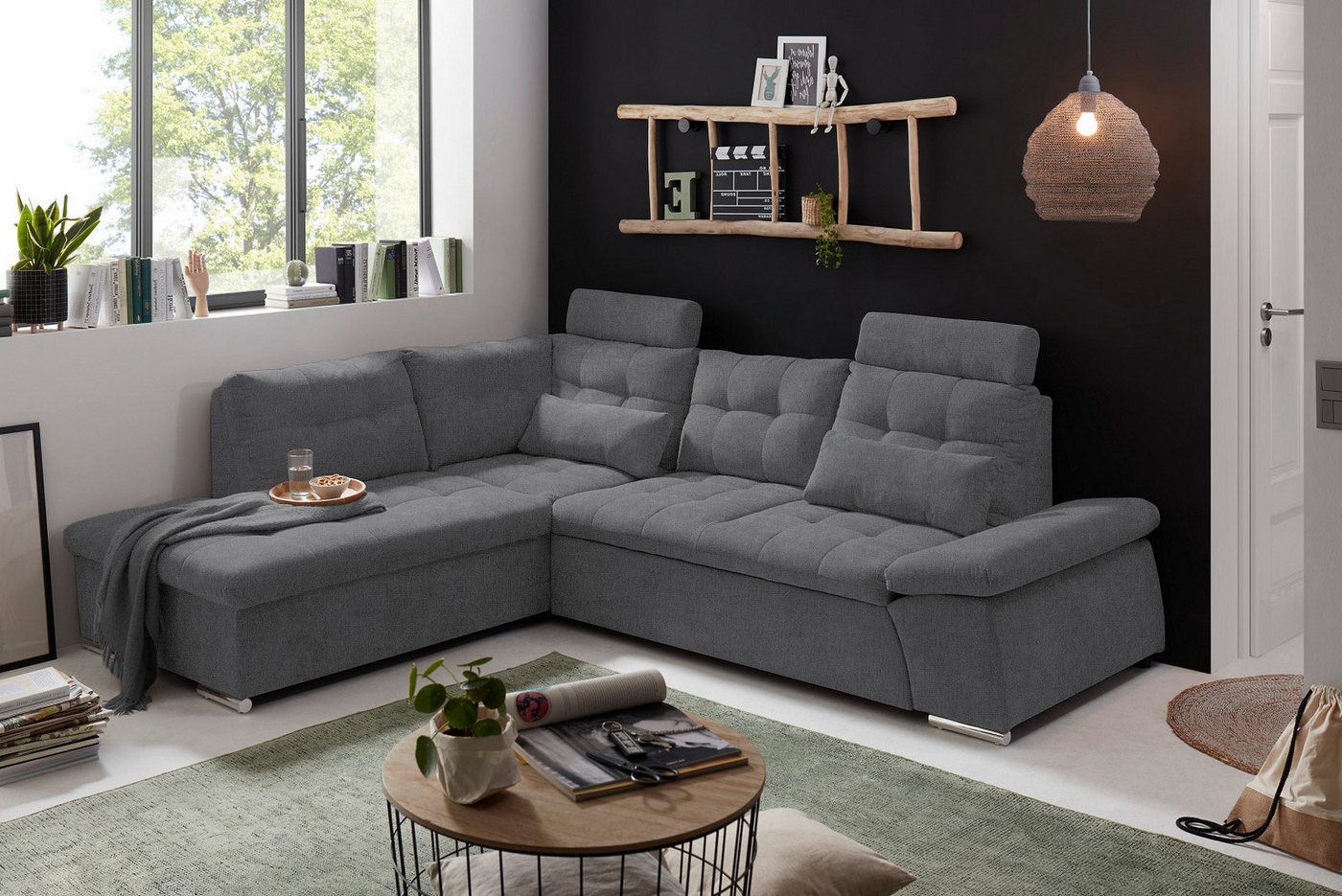 ED EXCITING DESIGN Ecksofa Jakarta, mit Schlaffunktion, verstellbarer Armle günstig online kaufen