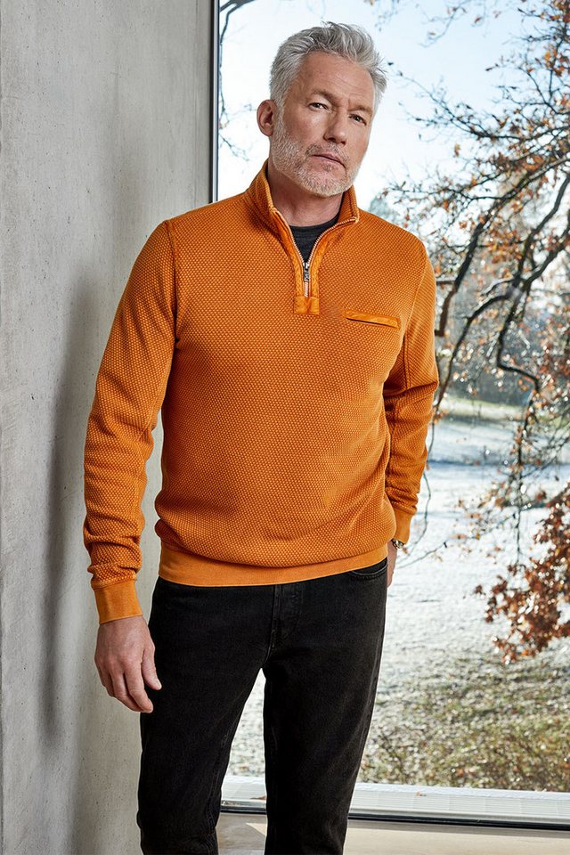 Hajo Sweatshirt Strukturiertes Washer-Sweatshirt in reiner Baumwolle günstig online kaufen