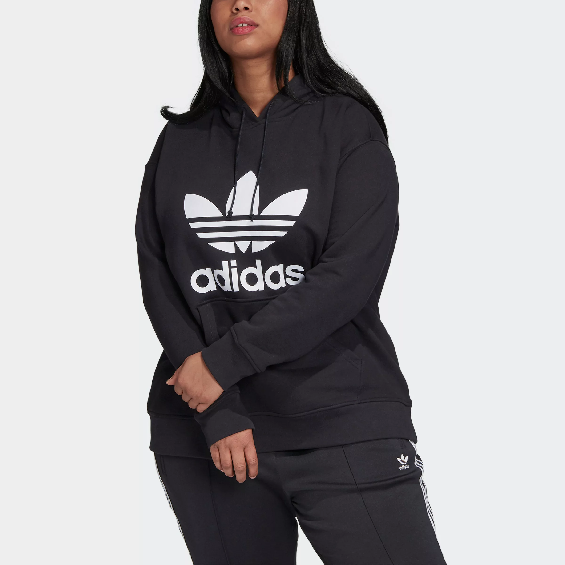 Adidas Originals Trefoil Big Kapuzenpullover 3X Black / White günstig online kaufen