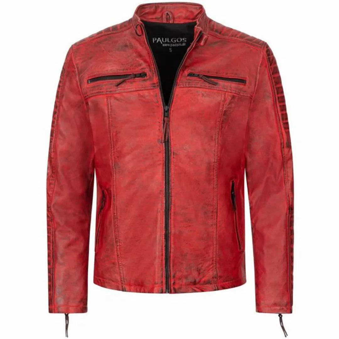 PAULGOS Lederjacke Herren Jacke Übergangsjacke Biker Look 100% Echtleder D1 günstig online kaufen