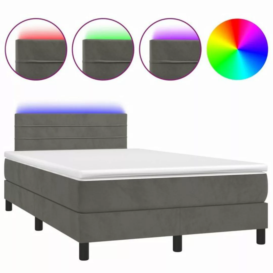 vidaXL Bettgestell Boxspringbett mit Matratze LED Dunkelgrau 120x200 cm Sam günstig online kaufen