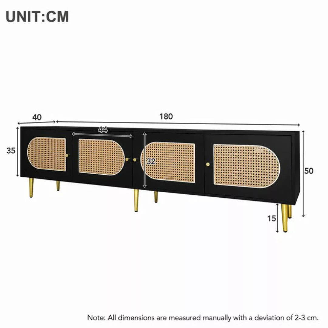 liebtech TV-Schrank Schwarzer Rattan-TV-Schrank, Für bis zu 80 Zoll Fernseh günstig online kaufen